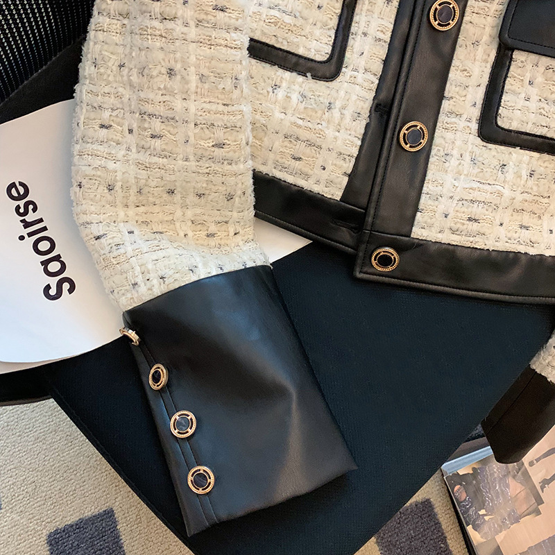 Contrast Stitching Tweed Fragr - Down Jacket Packable incelemesi ve fiyatı