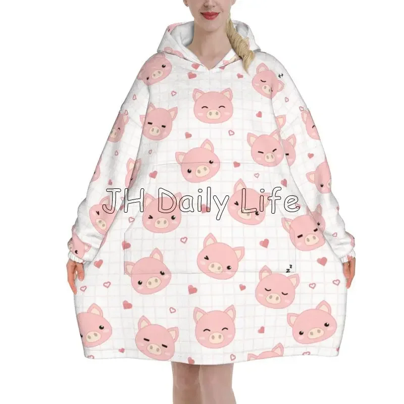 Cartoon Pigs Wearable Flannel  - Sherpa Hoodie Fleece incelemesi ve fiyatı