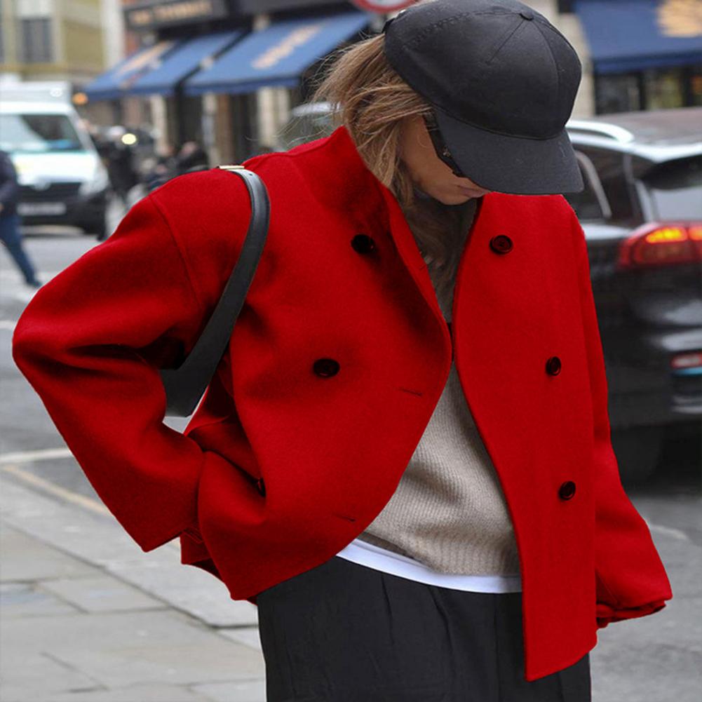 Women's Winter Cropped Wool Co - Wool Coat Peacoat incelemesi ve fiyatı