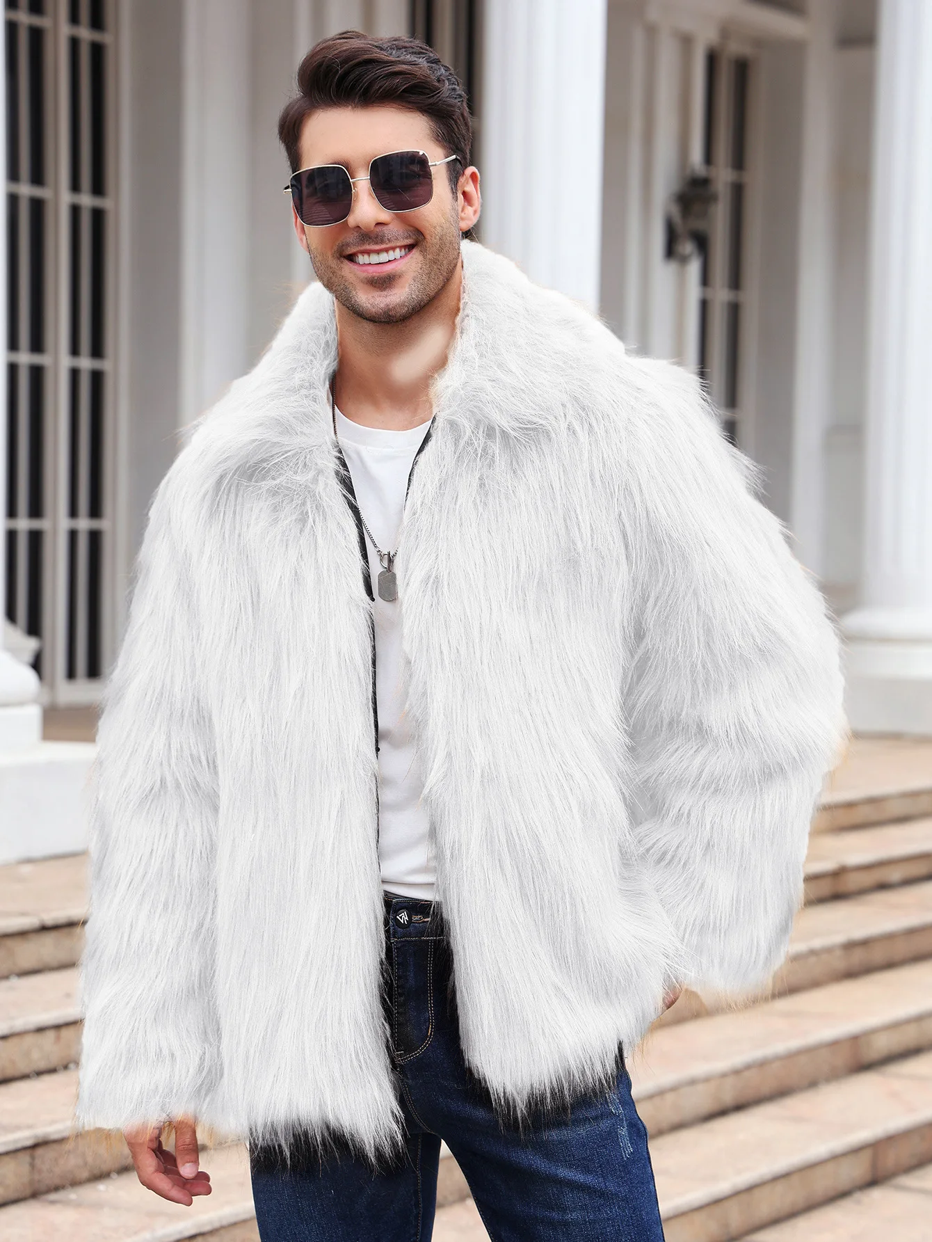 Men Faux Fox Fur Jacket Coat W - Down Jacket Packable incelemesi ve fiyatı