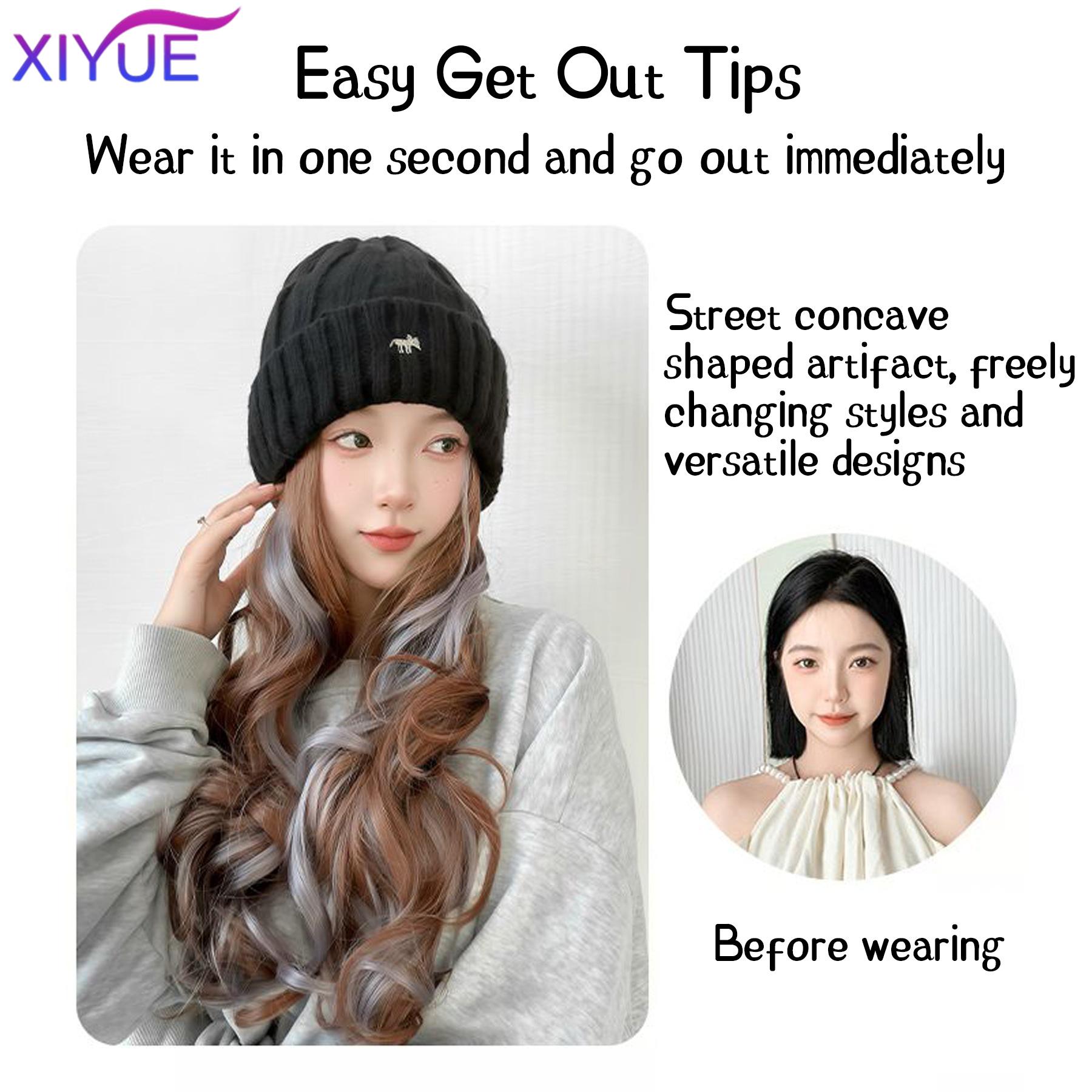 XY Synthetic Hat Wig Beanies H - Knit Beanie Hat Warm incelemesi ve fiyatı
