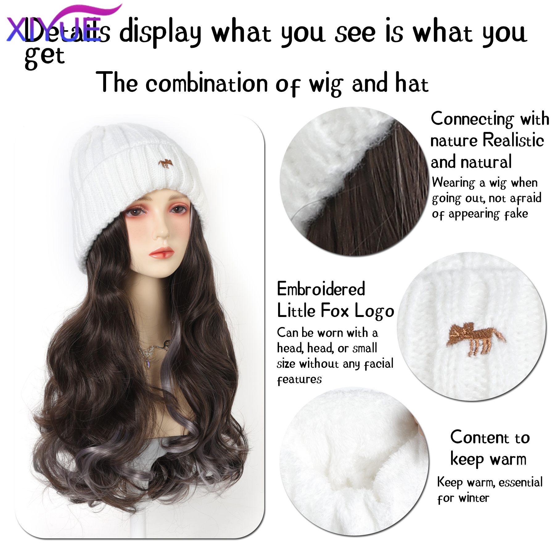 XY Synthetic Hat Wig Beanies H - Knit Beanie Hat Warm incelemesi ve fiyatı