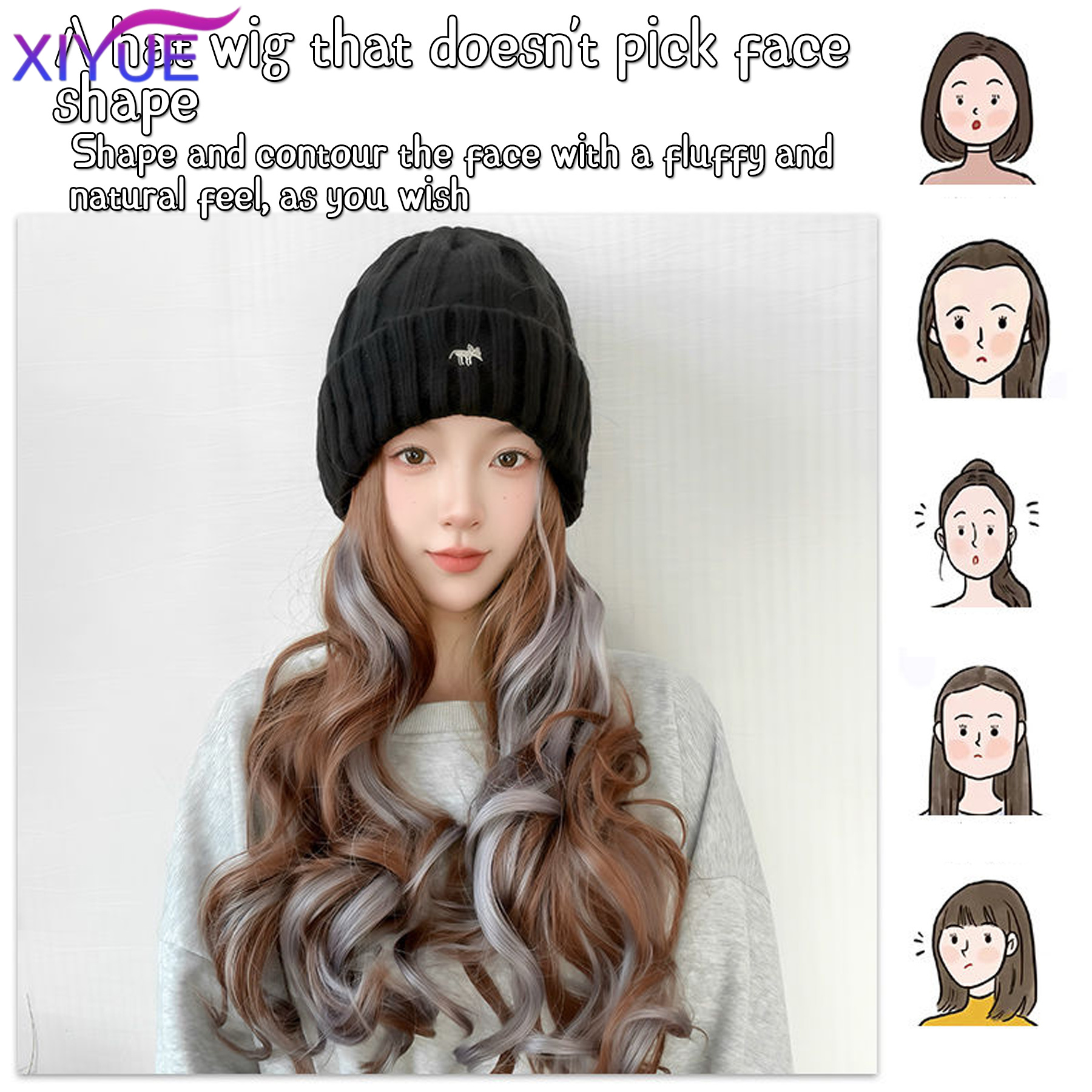 XY Synthetic Hat Wig Beanies H - Knit Beanie Hat Warm incelemesi ve fiyatı